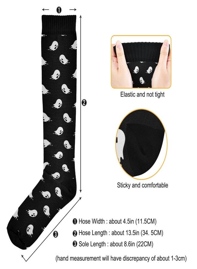 Wusikd Halloween Ghost Compression Socks for Women and Men Circulation Long Socks for Athletic Running 1 - Image 3